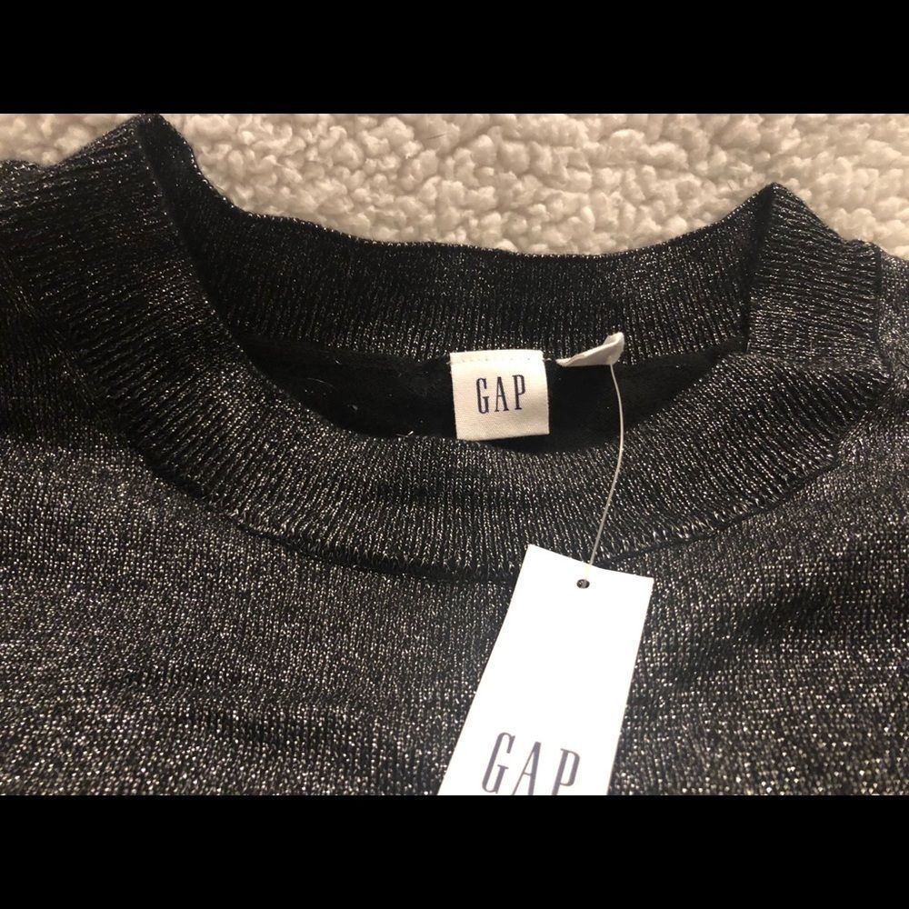 NWT Gap thin sweater, med., black & silver glitter